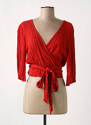 Gilet cache-cœur stretch rouge L'ATELIER D'ANNA femme