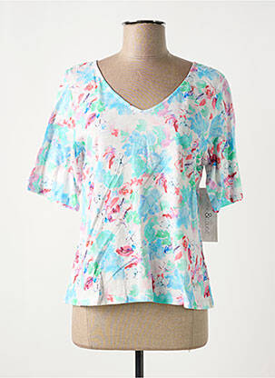 Pull coupe cintrée manches courtes bleu AGATHE & LOUISE femme