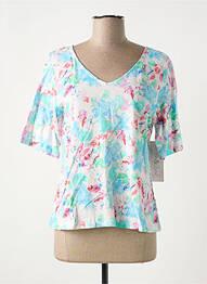 Pull coupe cintrée manches courtes bleu AGATHE & LOUISE femme