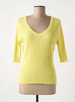 Pull col v manches 3/4 jaune AGATHE & LOUISE femme