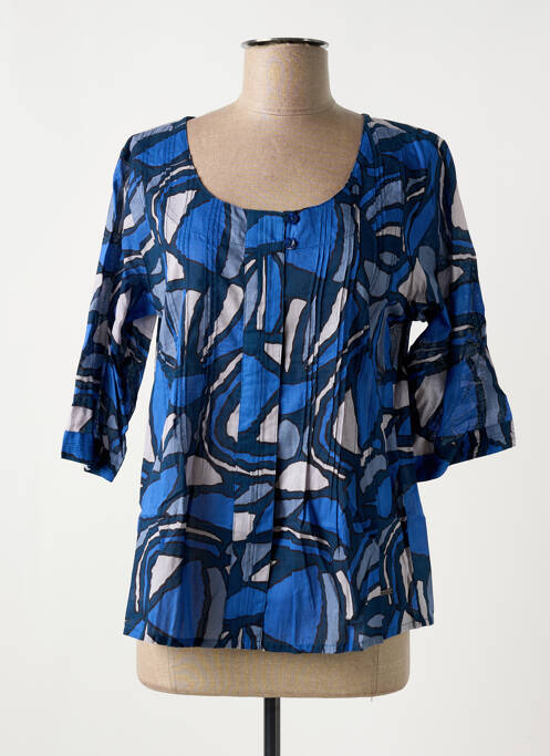 Blouse imprimé fleurs manches 3/4 bleu AGATHE & LOUISE femme