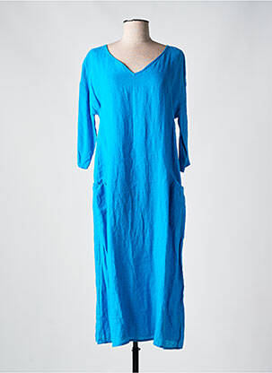 Robe mi-longue manches 3/4 manches 3/4 bleu AGATHE & LOUISE femme