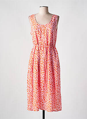 Robe mi-longue imprimé fantaisie sans manche rose AGATHE & LOUISE femme
