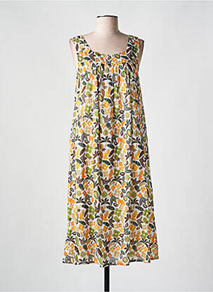Robe mi-longue imprimé fantaisie sans manche vert AGATHE & LOUISE femme