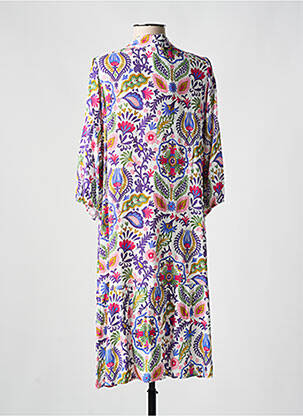 Robe mi-longue imprimé fleurs manches longues violet TINTA femme