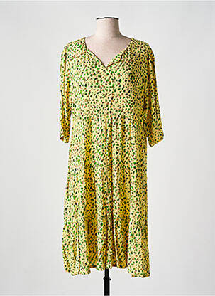 Robe mi-longue coupe fluide manches 3/4 jaune AGATHE & LOUISE femme