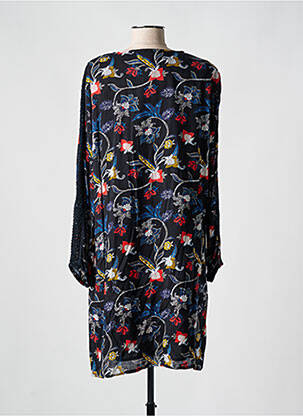 Robe mi-longue imprimé fleurs manches longues bleu THALASSA femme