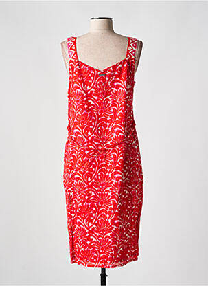 Robe mi-longue imprimé fantaisie sans manche rouge AGATHE & LOUISE femme