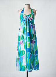Robe mi-longue imprimé fantaisie sans manche bleu L'ATELIER D'ANNA femme