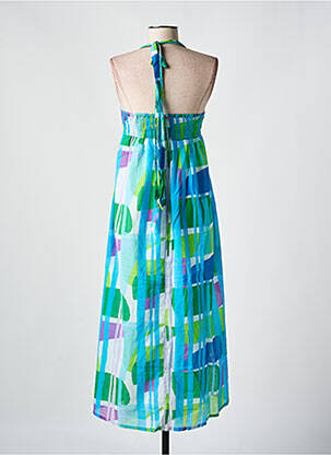 Robe mi-longue imprimé fantaisie sans manche bleu L'ATELIER D'ANNA femme