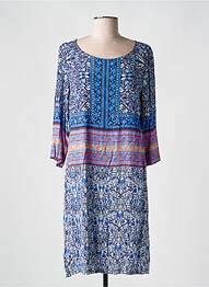 Robe mi-longue imprimé fantaisie manches longues bleu DIVAS femme