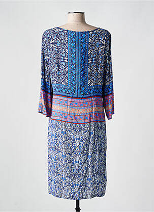 Robe mi-longue imprimé fantaisie manches longues bleu DIVAS femme