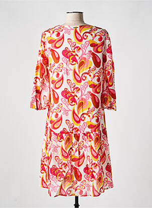 Robe mi-longue imprimé fantaisie manches longues rose AGATHE & LOUISE femme