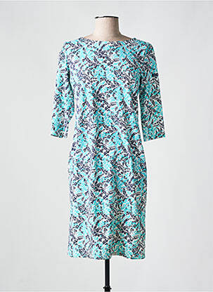 Robe mi-longue imprimé fleurs manches 3/4 bleu SAINT JACQUES femme