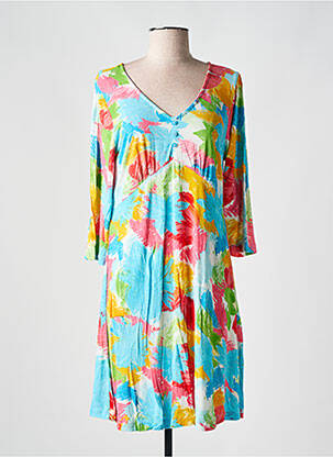 Robe mi-longue imprimé fantaisie manches longues bleu AGATHE & LOUISE femme