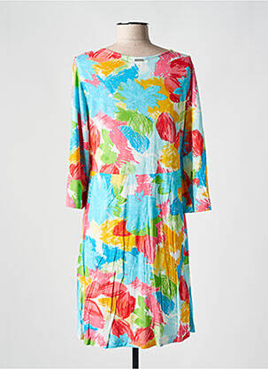 Robe mi-longue coupe fluide manches longues bleu AGATHE & LOUISE femme