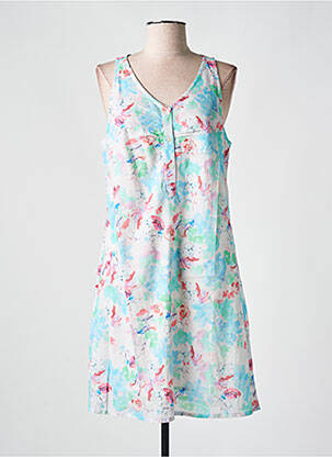 Robe mi-longue imprimé fantaisie sans manche bleu AGATHE & LOUISE femme