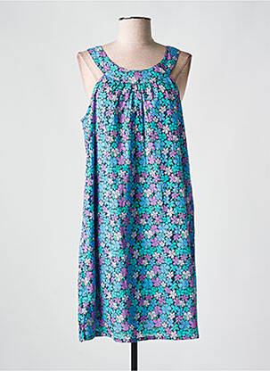 Robe mi-longue imprimé fleurs sans manche bleu AGATHE & LOUISE femme