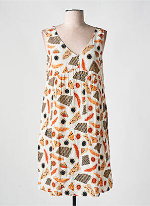 Robe mi-longue imprimé fantaisie sans manche orange AGATHE & LOUISE femme