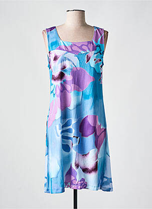 Robe mi-longue coupe fluide sans manche bleu AGATHE & LOUISE femme