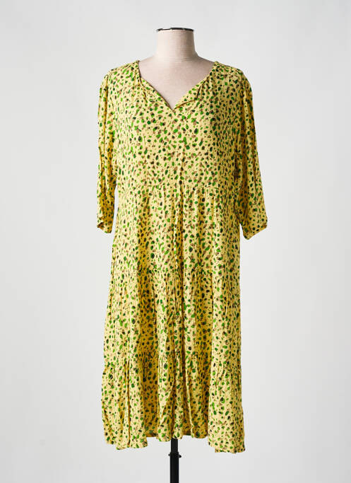 Robe mi-longue coupe fluide manches 3/4 jaune AGATHE & LOUISE femme