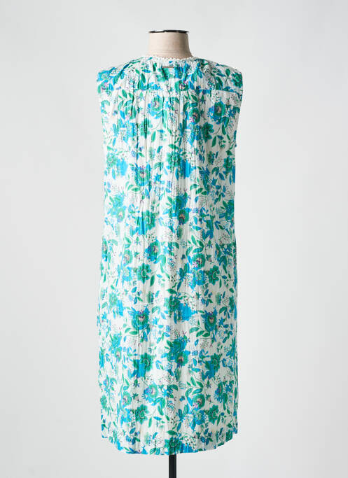 Robe mi-longue imprimé fleurs sans manche bleu AGATHE & LOUISE femme