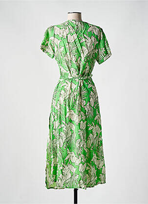 Robe longue tissage popeline manches courtes vert AGATHE & LOUISE femme