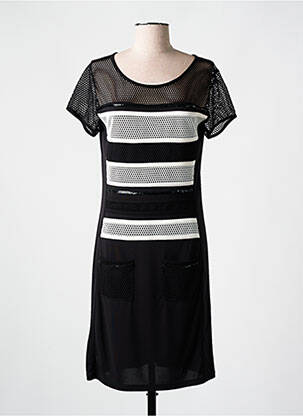 Robe mi-longue manches courtes manches courtes noir ANANKE femme