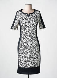 Robe mi-longue imprimé fantaisie manches courtes noir FRANK WALDER femme
