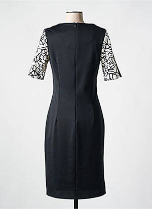 Robe mi-longue imprimé fantaisie manches courtes noir FRANK WALDER femme