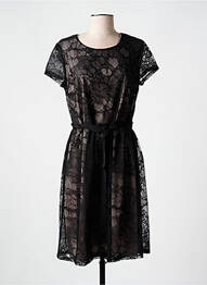 Robe mi-longue fermeture zippée au dos manches courtes noir BETTY BARCLAY femme
