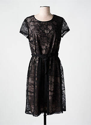 Robe mi-longue fermeture zippée au dos manches courtes noir BETTY BARCLAY femme