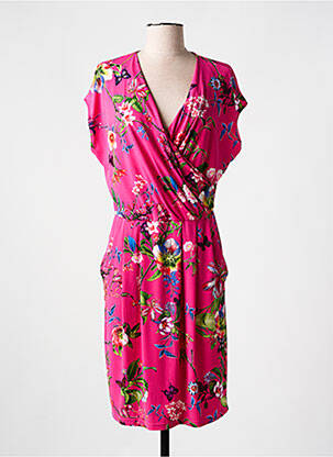Robe mi-longue imprimé fleurs manches courtes rose BETTY BARCLAY femme