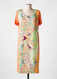 Robe mi-longue imprimé fantaisie manches courtes orange SAN FRANCISCO femme