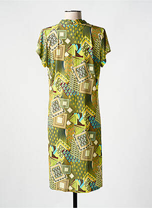 Robe mi-longue coupe fluide manches courtes jaune TINTA STYLE femme