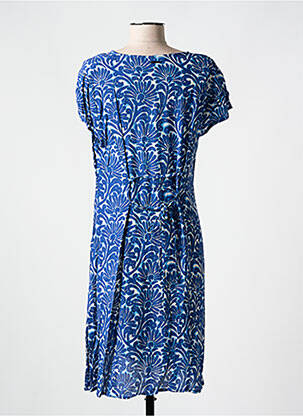 Robe mi-longue imprimé fantaisie manches courtes bleu AGATHE & LOUISE femme