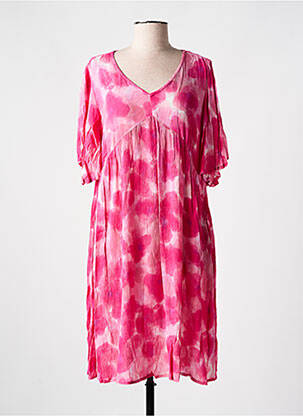 Robe mi-longue manches courtes manches courtes rose AGATHE & LOUISE femme