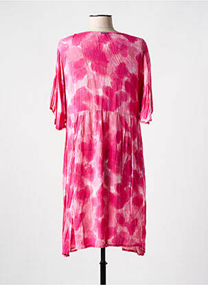 Robe mi-longue coupe fluide manches courtes rose AGATHE & LOUISE femme
