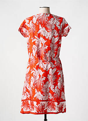 Robe mi-longue imprimé fleurs manches courtes orange AGATHE & LOUISE femme