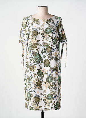 Robe mi-longue imprimé fleurs manches courtes vert BETTY BARCLAY femme