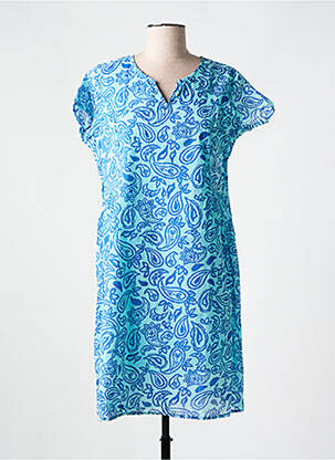 Robe mi-longue manches courtes manches courtes bleu AGATHE & LOUISE femme