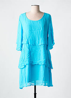 Robe mi-longue manches 3/4 manches 3/4 bleu AGATHE & LOUISE femme