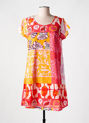 Robe courte coupe évasée manches courtes rose AGATHE & LOUISE femme