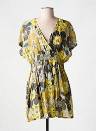 Robe courte manches courtes manches courtes jaune L'ATELIER D'ANNA femme