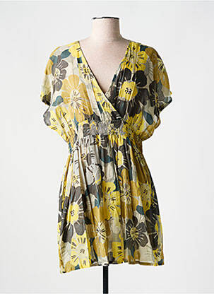 Robe courte manches courtes manches courtes jaune L'ATELIER D'ANNA femme