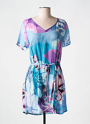 Robe courte manches courtes manches courtes bleu AGATHE & LOUISE femme