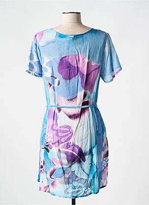 Robe courte imprimé fleurs manches courtes bleu AGATHE & LOUISE femme