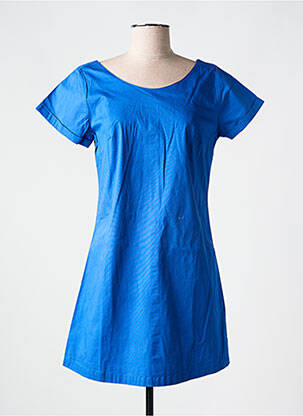 Robe courte fermeture zippée au dos manches courtes bleu AGATHE & LOUISE femme