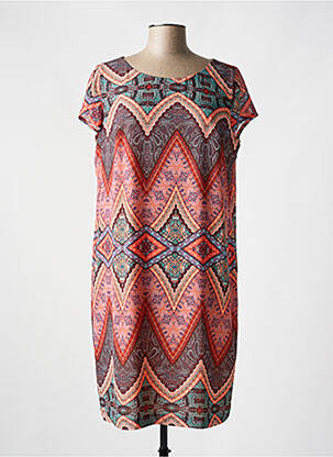 Robe mi-longue coupe fluide manches courtes orange ARONA femme