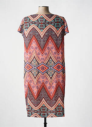 Robe mi-longue coupe fluide manches courtes orange ARONA femme